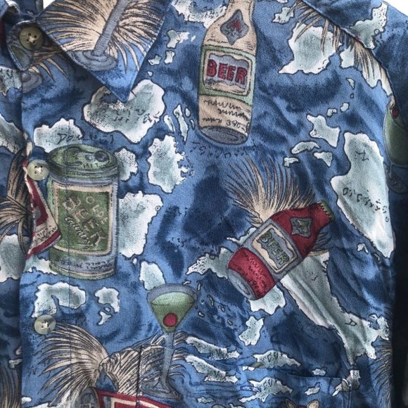 COPY - Vintage 90's Campia Moda Hawaiian Aloha Beer Cocktail Button Front Shirt… - Picture 5 of 9